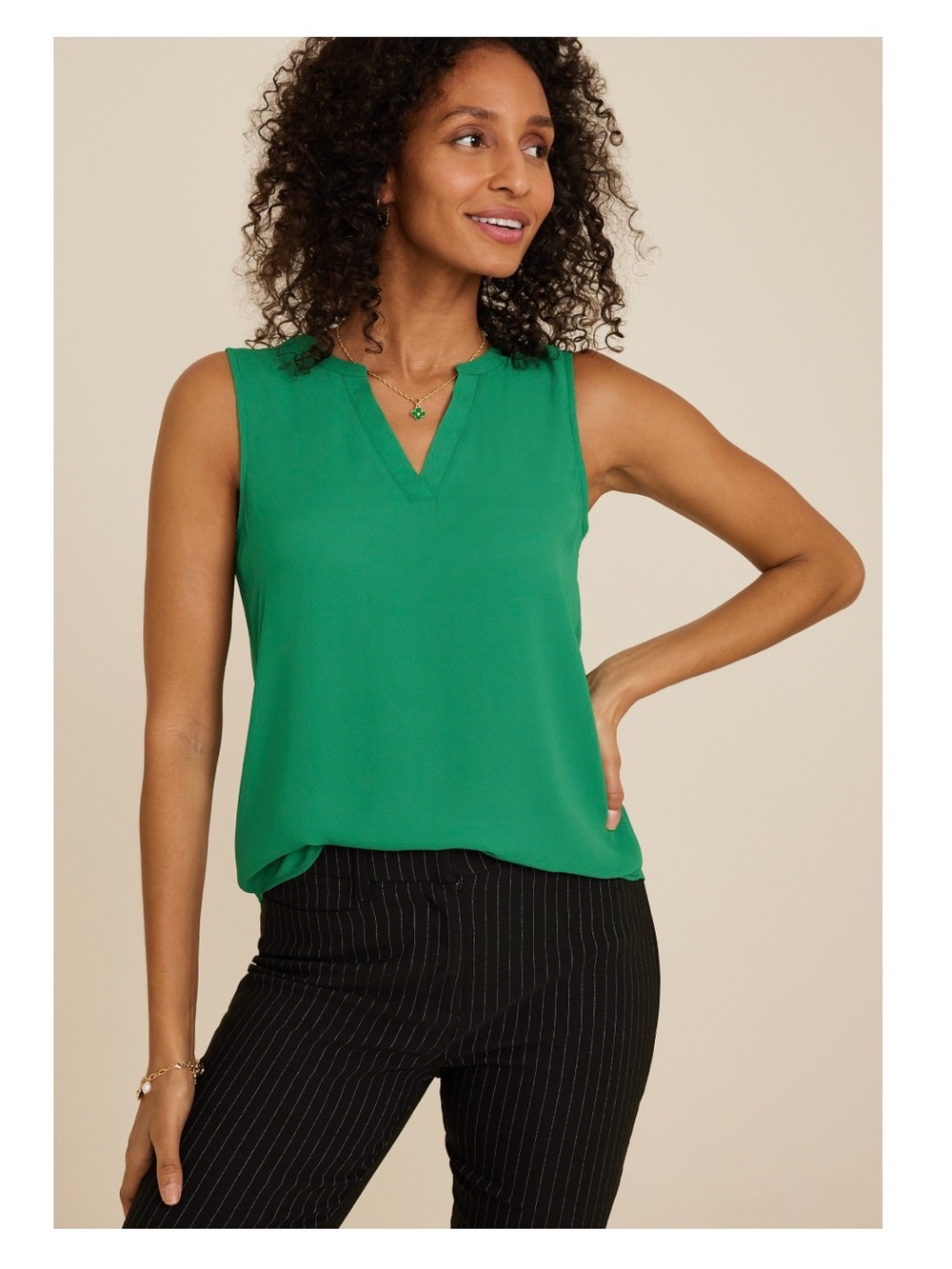 Maurices Emerald Green Sleeveless V-Neck Camisole Blouse